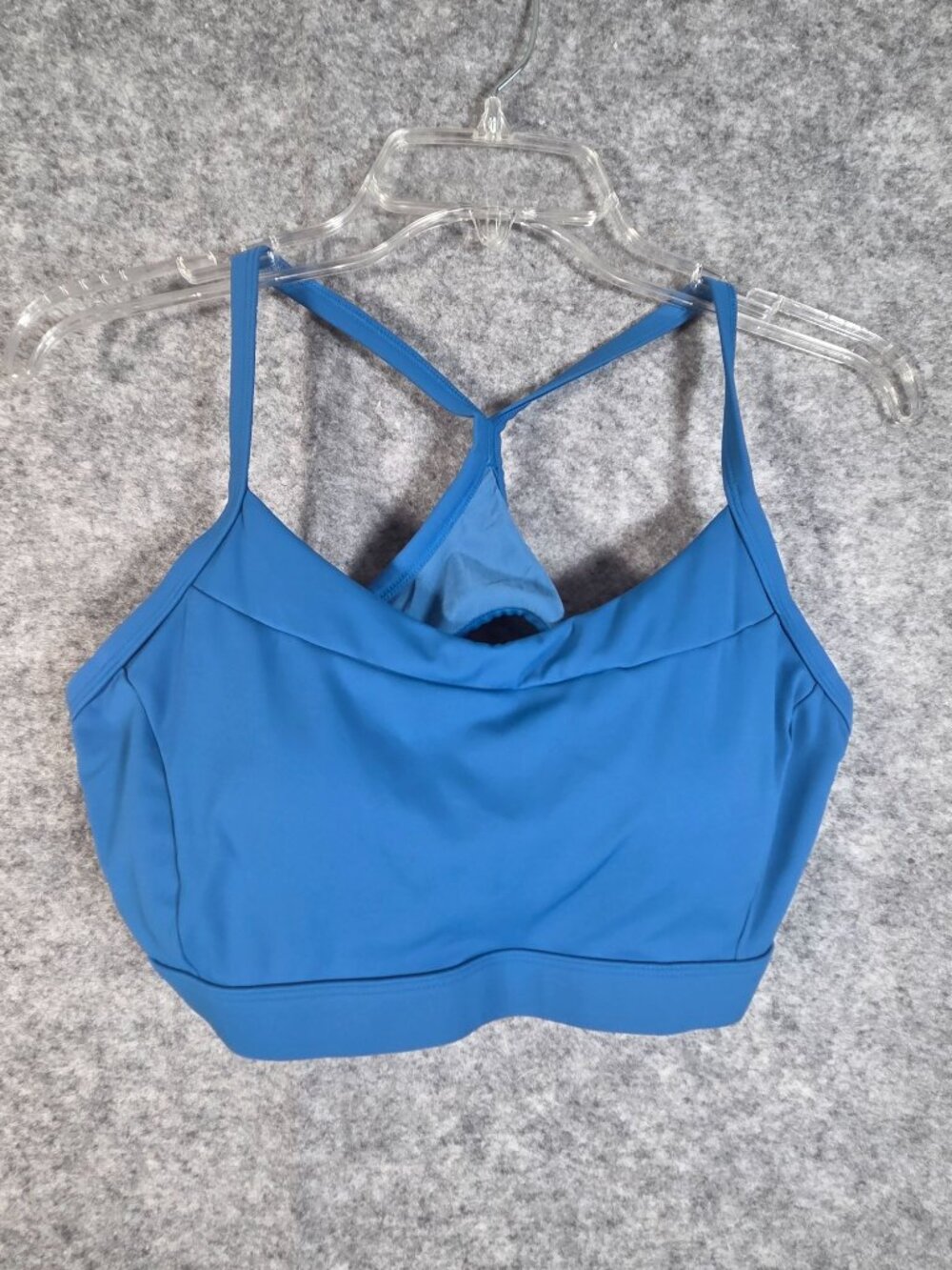 Running Girl Sports Bra L Blue Strappy Athleisure Minimalist